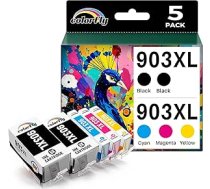 colorfly 903 XL 903 saderīgas tintes kasetnes priekš HP 903 kasetne priekš HP 903XL tintes kasetņu komplekts HP Officejet 6950 6960 Officejet Pro 6960 6960 6970 daudzfunkcionālajam printerim (5 gabali)