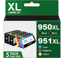 LOFBLAT 950XL 951XL printeru kasetnes, kas saderīgas ar HP 950/951 Officejet Pro 8600 8610 8100 8620 8615 8100 8625 8630 8640 8660 276dw 251dw printeriem (2 melni ciān-ciān-ciāndzelteni dzelteni 5,5 collas)