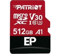 Patriot 512 GB A1 V30 Micro SD karte Android tālruņiem un planšetdatoriem, 4K video ierakstīšana