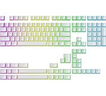 Ranked Pudding v2 PBT taustiņu vāciņi | 145 Double Shot Translucent ANSI US un ISO izkārtojums | OEM profils RGB mehāniskajai spēļu tastatūrai (balts)