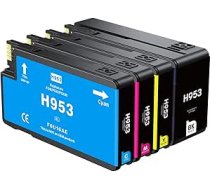 Quark 4 953XL 953 XL tintes kasetņu komplekts, kas paredzēts HP 953XL tintes kasetņu nomaiņai HP Officejet Pro 7720 7730 7740 8210 8216 8218 8710 8720 8725 8730 8740 (melna, ciāna, purpura, dzeltena)