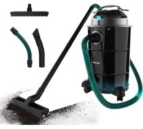 Cecotec pelnu putekļsūcējs ar 30 litru tilpumu Conga Ash 6000 EasyGo XL. 1500 W, nerūsējošā tērauda virsmas, caurule ar metāla pārklājumu, metāla sieta filtrs, riteņi un piederumi.