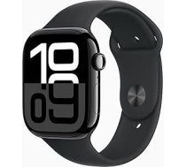 Apple Watch Series 10 [GPS, 42 mm] - Alumīnija korpuss Diamond Black ar sporta siksniņu, melns, S/M (Atjaunots)