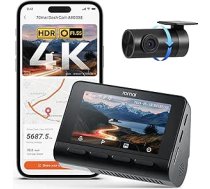 70mai A800SE Dash Cam Automašīnas priekšējā aizmugurējā 4K HDR 2160P + 1080P, dubultā automašīnas kamera 3 collu IPS, F1.55 diafragmas nakts redzamība, 210 sekunžu buferis, avārijas iepriekšēja ierakstīšana, stāvvietas uzraudzība (neiet