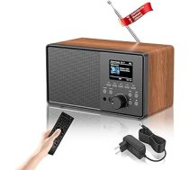 DAB+/DAB retro radio ar Bluetooth 5.0 un tālvadības pulti, nostalģisks dizains ar 2,4 krāsu displeju, dubults modinātājs + 30 staciju atmiņas, USB/AUX, miega taimeris, virtuves radio modinātājs