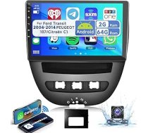 2G & 64G 10 collu Android auto radio Toyota Aygo/Peugeot 107/Citroen C1 2004-2014 ar Wireless Carplay Android Car, Touchscreen Bluetooth HiFi/RDS/FM Radio + WiFi Navi/AHD atpakaļgaitas kamera/CANBUS