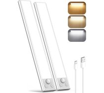 Skapja apgaismojums zem skapja Virtuves LED gaisma ar kustības sensoru 35 cm uzlādējams akumulatora lukturis 3 krāsu temperatūras Bezvadu sloksnes magnētiskā gaisma USB skapis skapja drēbju skapim
