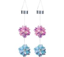 Solar-Hängeleuchte in Schneeflockenform, PP, Außen-Ambiente-Dekor-Lampe für Terrasse und Garten, wetterbeständig IP65, 48 cm, 2-teiliges Set (Rosa + Blau)