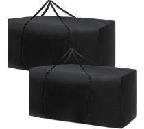 Silkfly 2 Pack Patio spilvenu uzglabāšanas maisiņi āra spilvenu uzglabāšanas maisiņš Extra Large Furniture Cushion Storage Bag Black 420D Oxford Fabric Ziemassvētku eglīte uzglabāšanas maisiņš