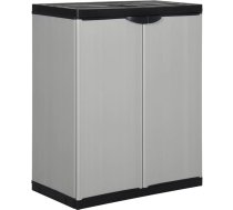Dārza glabāšanas skapis ar 1 pamatni Instrumentu skapis Dārza skapis Mājas skapis Balkona skapis Terases skapis Laikapstākļiem izturīgs pelēks un melns 68 x 40 x 85 cm Dārza mēbeles