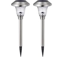 VALICLUD 2 Stück Solarbetriebene LED Garten Bodeneinbauleuchten aus Edelstahl und Glas Ip44 mit Erdspieß für Gehwege Terrasse und Gartenbeleuchtung