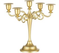 Sziqiqiqi Sveču turētājs Taper sveces Zelta sveču turētājs 5 ieroči Vintage galda dekorēšanai - sveču turētājs Multi-arm metāla Ziemassvētku kāzu sānu siena kamīns