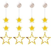 LED izgaismots Ziemassvētku rotājums, 4 Ziemassvētku gaismiņu iepakojums logam iekštelpās, pasaku gaismas Ziemassvētki, 80 cm, silti balts gaismas aizkars ar piesūcekņiem, aizkaru Ziemassvētku rotājumiem, bērniem