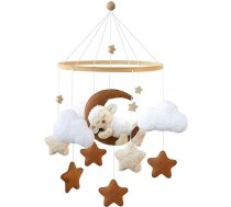 Aitas Bērnu gulta Mobile Baby Wind Chime, 3D aitas Mobile Baby Koka ar mākoņiem Zvaigznes, gultas zvana piekariņš Jaundzimušo Zēni Meitenes piekariņš
