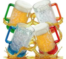 4 alus krūžu komplekts ar želejas saldētavu 16oz dubultsienu alus krūzes ar rokturiem Krāsaini rokturi