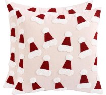 Tosleo 2 Ziemassvētku spilvenu pārvalku komplekts Red Tuff Hat 50 x 50 cm kokvilnas lina spilvena pārvalks Dekoratīvs spilvens dīvānam Dzīvojamā istaba Guļamistaba Guļamistaba Couch Home Decoration