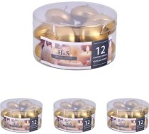 DONAU HOME 12 peldošo sveču komplekts, zelta krāsā, 2,8 x 4,8 cm diametrs, 4 stundas degšanas laiks, peldošās sveces, vasks bez smaržvielām, peldošas, siltas tējas sveces, vakariņām, kāzām, baseinam (4 gab.)