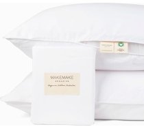 Makemake Organics organiskās spilvenu aizsargi (2 komplekti) GOTS sertificēts organiskās kokvilnas spilvena aizsargs, dabiska elpojoša barjera, standarta spilvens (21" x 26", spilgti balts)