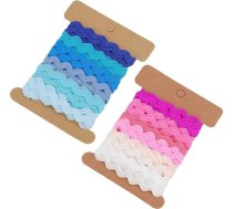 8 mm RIC Rac zobaina pinuma lenta, 2 gabaliņu elastīga Rainbow šūšanas lente, viļņota pinuma lente, šūšanai, apģērbiem, kleitām, DIY amatniecībai, dāvanu iesaiņošanai, kāzām, Ziemassvētku svinībām