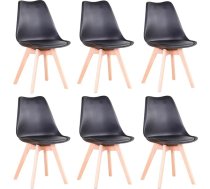 GrandCA HOME Set of 6 Dining Room Chairs, Scandinavian Design, Solid Wood Legs, Ergonomic, for Dining Room, Living Room, Kitchen & Bedroom (Black, 6)