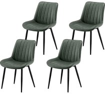Garvis Dining Room Chairs, Set of 4, Upholstered Chairs with Seat Cushion, Artificial Fabric, Kitchen Chair, Living Room Chair, Dressing Table Chair, Ergonomic Chair (Olive)