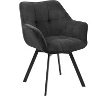 CLP Jordi Cord Ergonomic Dining Room Chair, Rotatable with Armrests, Upholstered Chair, 4 Foot Metal Frame, up to 150 kg, with Floor Protectors, Colour: Black