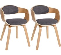 CLP Kingston Set of 2 Dining Room Chairs, Ergonomic Recliner Chairs with All-Round Backrest, Wooden Frame up to 150 kg, Colour: Natural/Light Grey, Frame Colour: Natural
