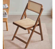 Rattan Folding Chair Contemporary Chair Solid Wood & Bamboo Frame Ergonomic Brown Adult Dining Outdoor