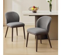 Dining Room Chairs, Set of 2, Padded Kitchen Chairs with Ergonomic Backrest, Breathable Linen Cover & Wooden Legs, 136 kg Load Capacity, Chairs for Dining Room, Kitchen, Living Room, Restaurant, Grey