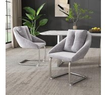 Lexiou High Quality Grey Velvet Chair with Two Ergonomic Dining Chairs, Durable Metal Frame, Modern and Stylish Velvet Chair (2)
