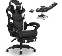 RESPAWN 110 Ergonomic Gaming Chair with Footrest, Deck Chair, Racing Style, High Back, PC Computer Desk, Office Chair, 360° Rotation, Adjustable Lumbar Support, Headrest Cushion