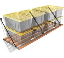 Koova Universāls garāžas plauktu komplekts Liels stiprums Viegli uzstādāms Pielāgojams 600 lb atbalsts Ražots ASV Maksimizē uzglabāšanas telpu Atgūstot grīdu