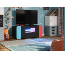 trendteam smart living - Level Up - TV skapītis - melns/skrāsns/zils - zemais spēļu galds, piemērots, piemēram, Nintendo Switch - (platums x augstums x dziļums) 115 x 49 x 42 cm - ar LED Spot Blue, 4 gabaliņu komplekts