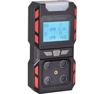Pārnēsājams gāzes detektors 4-in-1, portatīvs gāzes noplūdes detektors ar digitālo LCD displeju, 4 gāzes mērītājs ar skaņas gaismas vibrācijas signālu un balss norādījumiem, uzlādējams akumulators (melns)