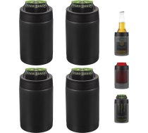 PATIKIL Slim Can Cooler, 4 Pack, 12 oz Skinny Can, izolēta alus piedurknes krūzes turētājs alum, sodai, kafijai, parastām skārdenēm un pudelēm, melns