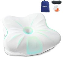 SAHEYER ceļojuma spilvens, atmiņas putas, ergonomisks kempinga spilvens, ortopēdisks kakla spilvens kempingam, kempingam, āra aktivitātēm un brīvdienām (balts)