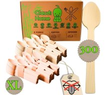 300 kompostējamas bambusa karotes, 16 cm, ilgtspējīgi vienreizlietojami galda piederumi bez koksnes garšas, videi draudzīgi un garšas ziņā autentiski, piknikam, grilēšanai, ballītēm Claudi Home
