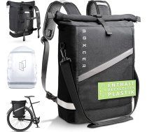2-in-1 velosoma bagāžniekam un rullveida mugursoma, 25 l tilpums, ūdensnecaurlaidīga, atstarojoša velosoma bagāžniekam, mugursoma ar nodalījumu klēpjdatoram universitātei, skolai, darbam, vīriešiem un sievietēm