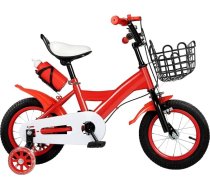 Bērnu velosipēds 12 collu velosipēds ar stabilizatoriem un grozu, bērnu velosipēds 2–4 gadus veciem zēniem un meitenēm, celtspēja 80 kg, līdzsvara un pedāļu apgūšanas velosipēds, augstuma regulējams, sarkans