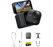 Insta360 GO Ultra Must-Have Bundle Night Black Hands Free 4K mini kamera, viegla un mobilā, augsta kvalitāte vājā apgaismojumā, lietojama jebkur, FlowState stabilizācija, ūdensizturīga līdz 10 m, velosipēda un skriešanas kamera