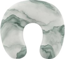 Bāls balts marmors Misty Mountains spiediena putu ceļojuma spilvens galvas balstam, U veida kakla spilvens lidmašīnā