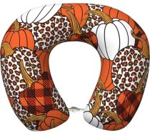 Dažādi ķirbji Leopard Orange White Ceļojuma spilvens Memory Foam kakla spilvens Atbalsts Lidmašīnas spilvens ceļojumiem, miega atpūtai, automašīnā, vilcienā un mājās