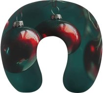 Sarkana Ziemassvētku bumbu ceļojuma spilvens, kakla balsts, atmiņas putas, U formas spilvens, mīksts, ērts ceļojuma kakla spilvens, miega spilvens, ceļojuma piederumi lidmašīnā, automašīnā, birojā