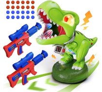 Rotaļlieta „Dinozauru šaušana“ – kustīgas, reālistiskas spēles bērnu ballītēm 3–10 gadus veciem zēniem, 2 gaisa sūkņu pistoles, LED apgaismojums, putuplasta bumbiņa, skaitītājs, rēciens, dāvana zēniem 4, 5, 6, 7, 8, 9, 10, 11 gad