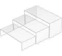 3 gab. caurspīdīgu taisnstūra formas akrila plauktu komplekts Funko Pop figūriņām, smaržām, somām, apaviem, burciņām, augiem, rotaļlietām un kolekcijas priekšmetiem, 20,3 x 21,6 x 22,9 cm
