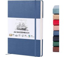 BEECHMORE BOOKS Skiču burtnīca A4 (21,0 × 29,7 cm) - Vegan Leather Hardcover 156 lappuses 160 g/m² | Perforēta, Lay-Flat, tukša skiču burtnīca, dāvanu kaste, skiču blociņš zīmēšanai, gleznošanai, jauktajiem medijiem