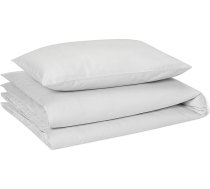 Amazon Basics Bērnu gultas veļa 100 x 135 cm, 2 gabali, 100% organiskā kokvilna, divpusēja, sega 100 x 135 cm un spilvendrāna 40 x 60 cm, bērnam, gaiši pelēka krāsa
