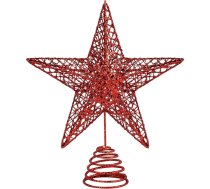 8" metāla sarkanā zvaigzne ar sarkanu spīdumu zvaigzni 3D Ziemassvētku eglītes papildinājums (20 cm augsts, 15 cm plats)
