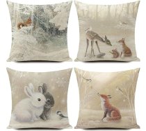 Ziemassvētku spilvena pārvalks 40 x 40 cm Ziemas motīvs Ziemassvētku rotājums Ziemassvētku spilvena pārvalks Ziemassvētku rotājumi Ziemassvētku dekorācijas Ziemassvētku ballīte 4 komplekti