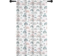 YONGFOTO 140 x 229 cm varavīksnes gaismas filtra aizkari bērnu istabai, Boho debesis ar pasteļmākoņiem, sirds, aptumšojoši, stienīšu kabatas, logu aizkari bērnistabai, 1 panelis